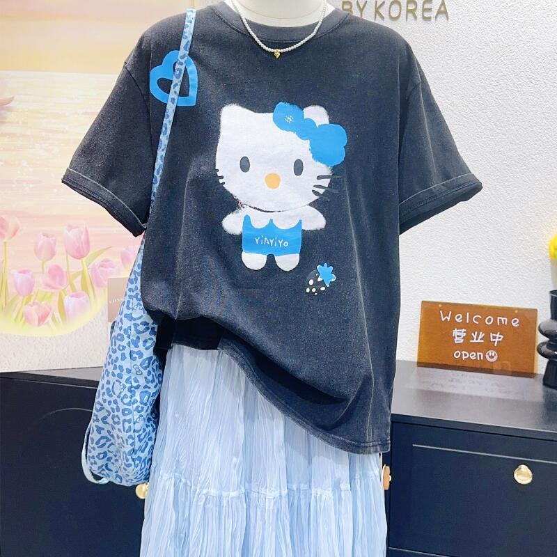 Street Summer Fashion - Hello Kitty High-Quality New Short-Sleeved Cotton