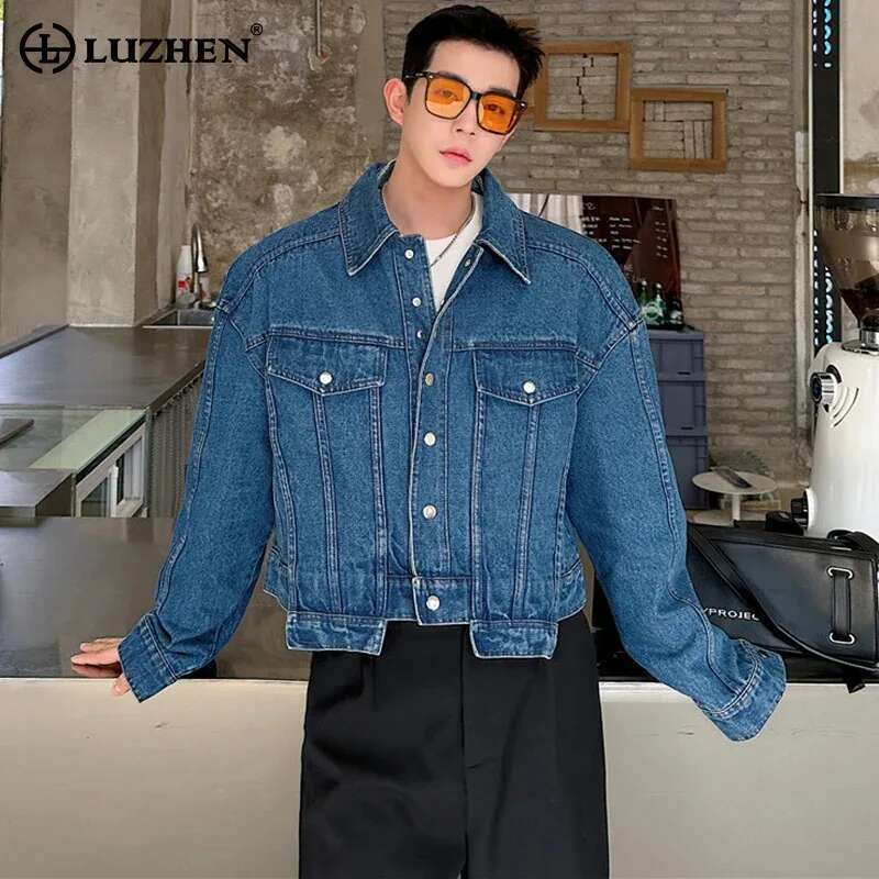 Street Fashion Clothes - LUZHEN Personality Denim Short Jacket Men's