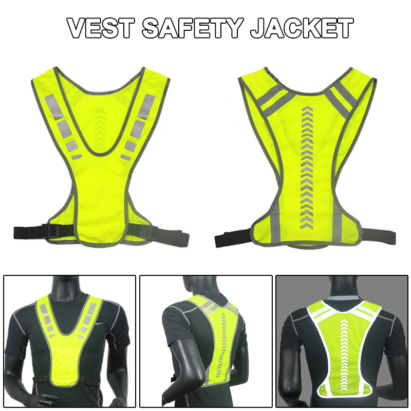 Reflective Jacket Running - Reflective Safety Vests Lightweight Adjustable Elastic