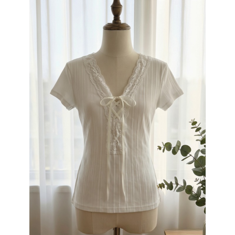 Fashion Tie Short Sleeve T-shi – Street Fashion Korean Girl Bewertung und Preis