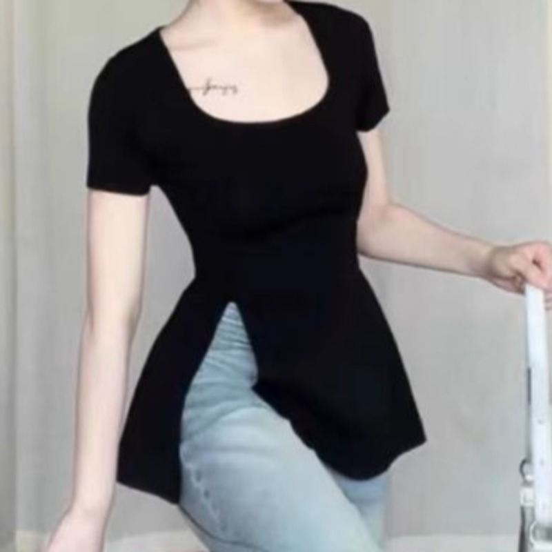 Summer T-shirts for Women Slit – Street Fashion Korean Girl Bewertung und Preis