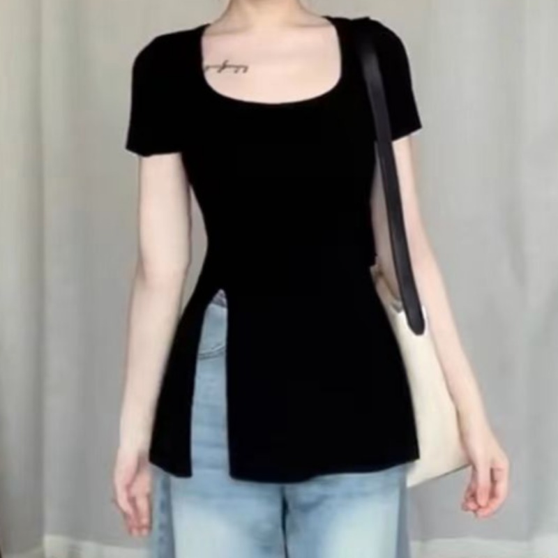 Summer T-shirts for Women Slit – Street Fashion Korean Girl Bewertung und Preis