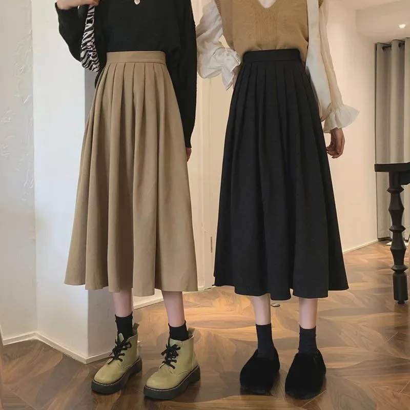 Women's Vintage Pleated Skirt  – Street Fashion Korean Girl Bewertung und Preis