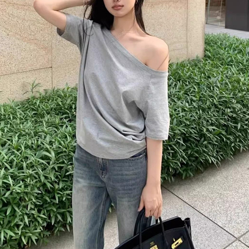 Summer Female T-shirts Off Sho – Street Fashion Korean Girl Bewertung und Preis