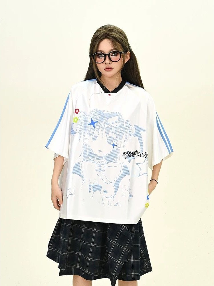 Sweet Cool Anime Girl Print Sh – Street Fashion Korean Girl Bewertung und Preis