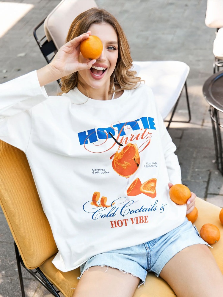 Hot Vibe Cute Juice Graphic Sw – Street Fashion Vibes Bewertung und Preis