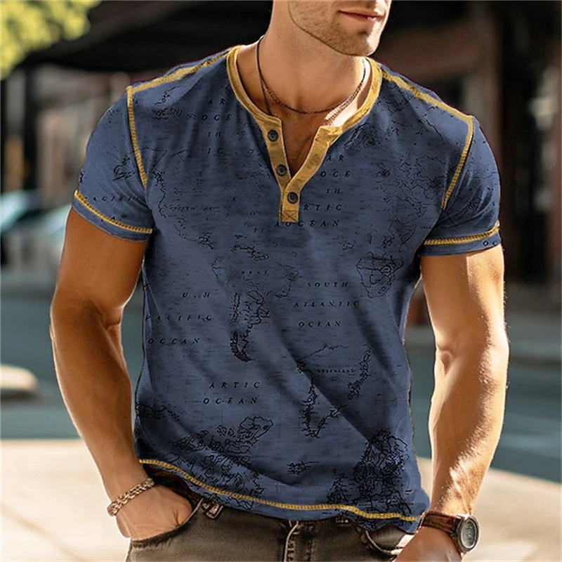 Men's Henry Shirts Funny 3D Pr – Street Summer Fashion Bewertung und Preis