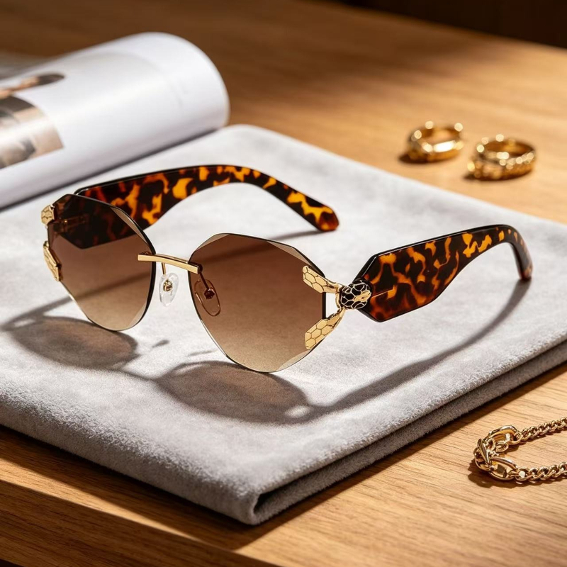 2026 Snake Head Decor Rimless  – Street Fashion Glasses Bewertung und Preis