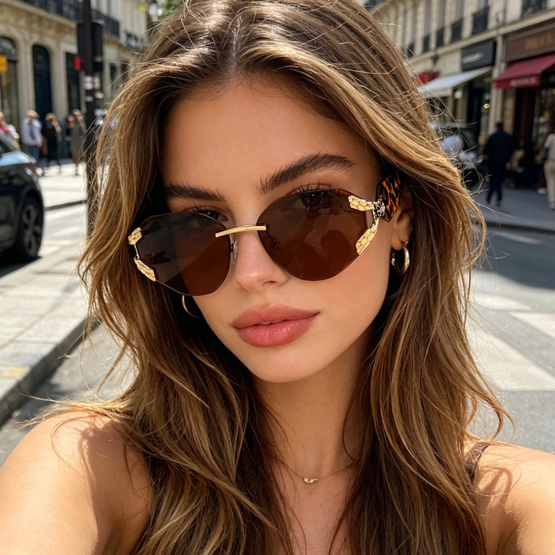 2026 Snake Head Decor Rimless  – Street Fashion Glasses Bewertung und Preis